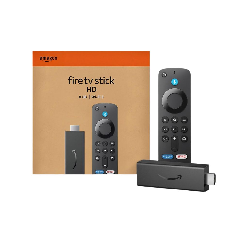 Amazon Fire TV Stick HD (modelo más reciente), TV en vivo gratuita, Control remoto por voz Alexa, controles de Smart Home, streaming en HD