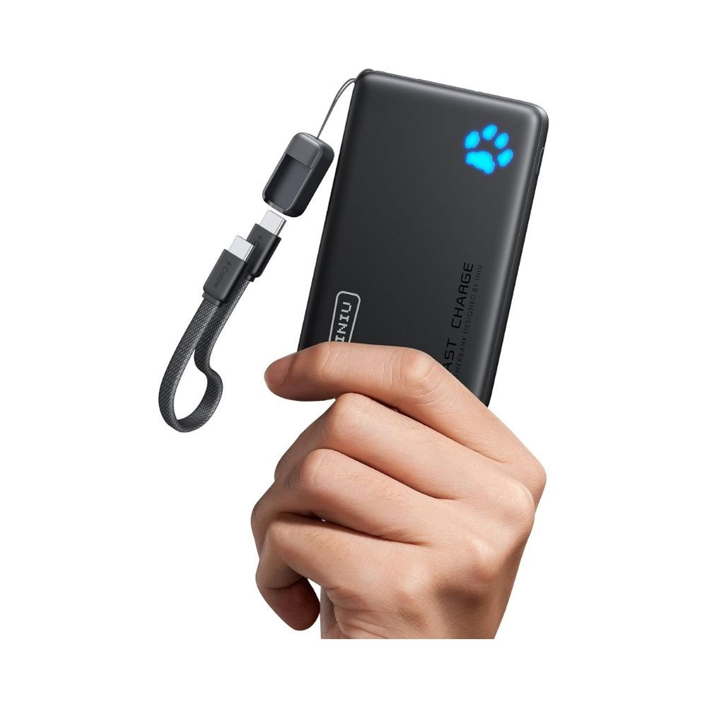 INIU Cargador portátil, ultra delgado 10000mAh 45W PD Power Bank, USB C entrada y salida de batería de carga rápida, batería esencial de viaje compatible con Android e iPhone