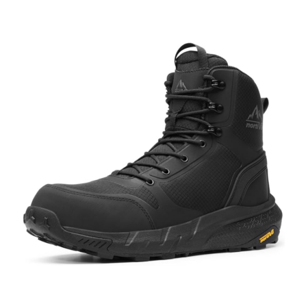 NORTIV 8 Botas de trabajo con punta compuesta para hombre, 8 pulgadas, ligeras, ASTM F2412-24 y ASTM F2913-24, botas de seguridad con cremallera lateral para construcción y almacén, Metrostrike-Nano