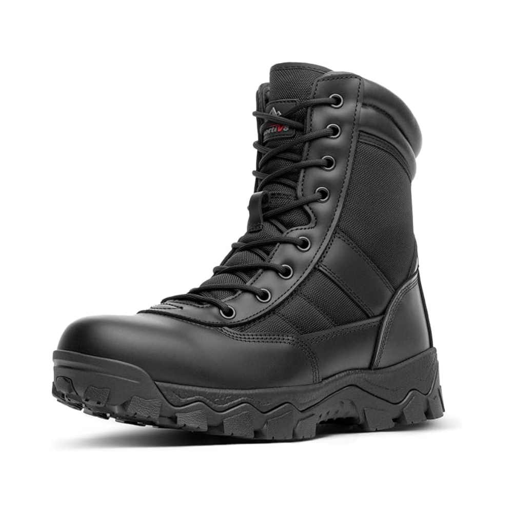 NORTIV 8 Botas de trabajo militares tácticas para hombre con cremallera lateral Botas de combate de motocicleta al aire libre 8 pulgadas 2.0 Trooper-pro