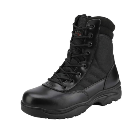 NORTIV 8 - Botas de trabajo/tácticas/militares para hombre, botas de cuero con cremallera lateral para combate o motocicleta (6-8 pulgadas)