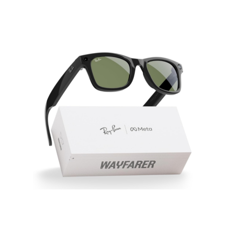 Ray-Ban Meta (Gen 1), Wayfarer, Negro Brillante | Gafas inteligentes con IA para hombre y mujer — Cámara ultra gran angular de 12 MP, altavoces de oído abierto para audio, grabación de vídeo y Bluetooth — Lentes verdes — Tecnología portátil